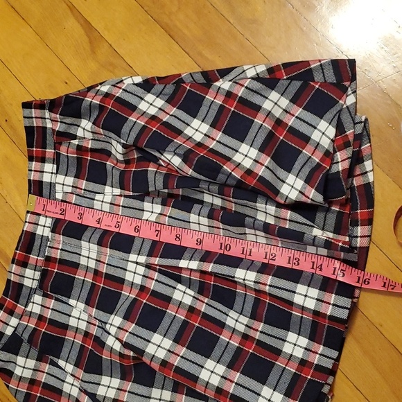 H & M Divided pleated plaid flared mini skirt in red white and blue. Size 4. - Picture 8 of 8